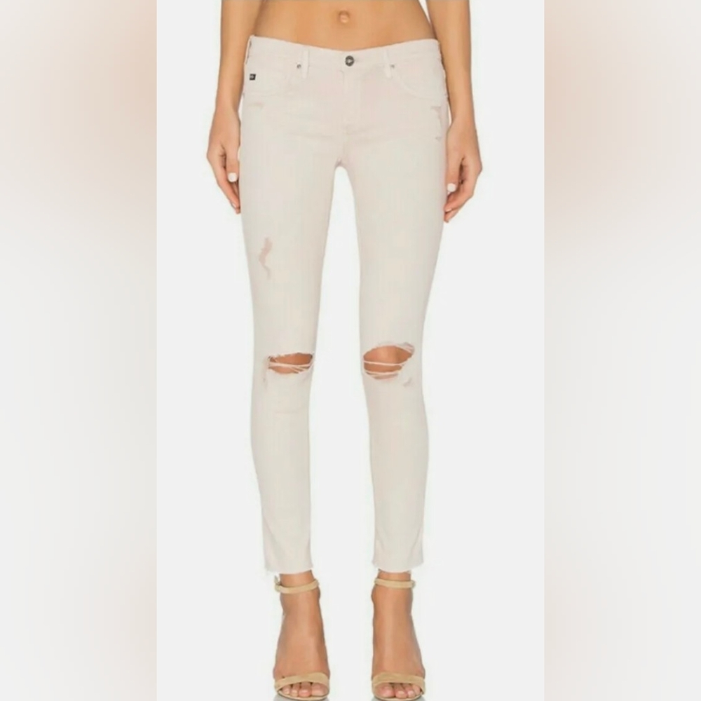 Ag Adriano Goldschmied The Legging Ankle Super Skinny Jeans Distressed - pink